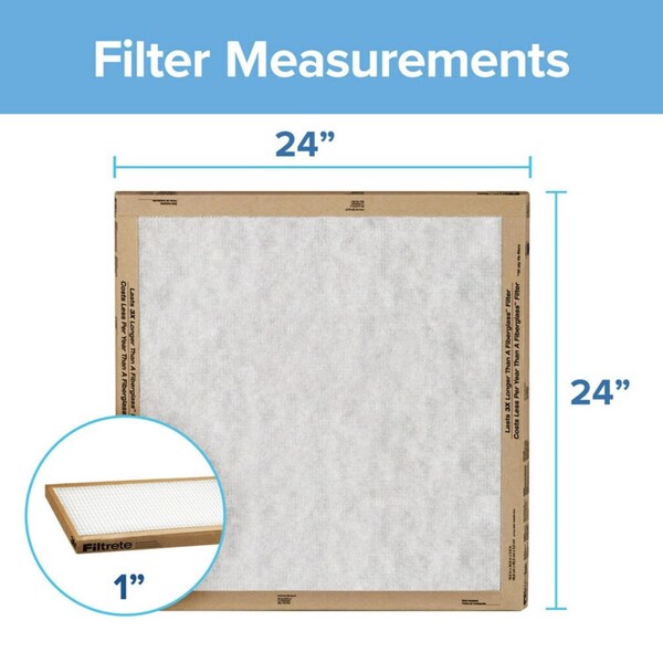 Filtrete Filtrete 24 in. W X 24 in. H X 1 in. D Synthetic 2 MERV Flat Panel Filter 2 pk - FPL12-2PK-24