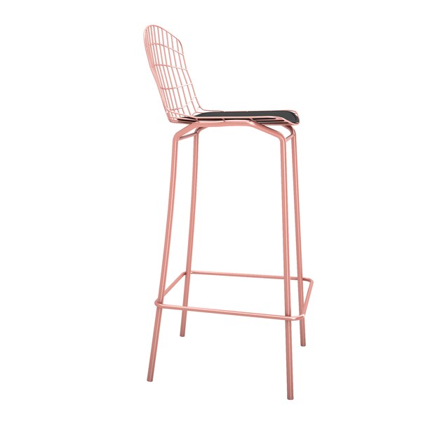 Manhattan Comfort Madeline Barstool, Rose Pink Gold and Black, PK3 - 3-198AMC5