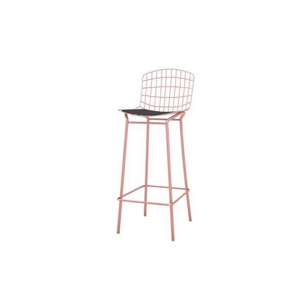 Manhattan Comfort Madeline Barstool, Rose Pink Gold and Black, PK2 - 2-198AMC5