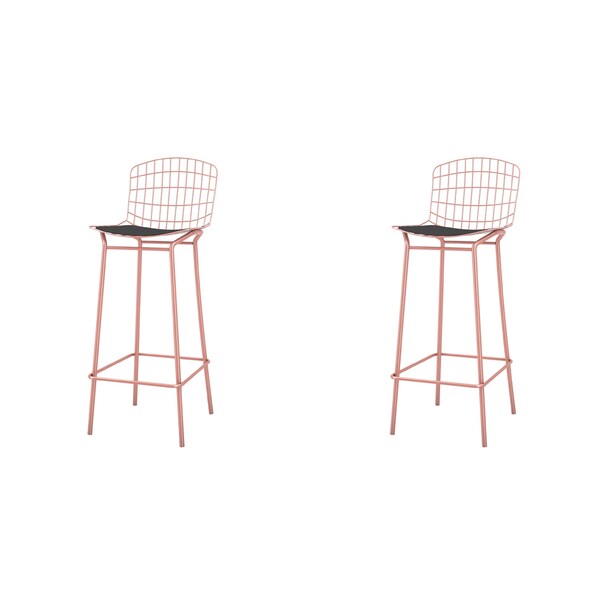 Manhattan Comfort Madeline Barstool, Rose Pink Gold and Black, PK2 - 2-198AMC5