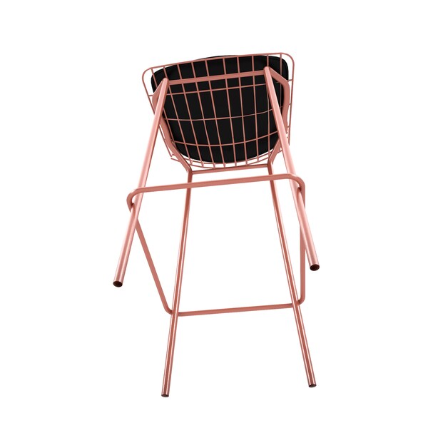 Manhattan Comfort Madeline Barstool, Rose Pink Gold and Black, PK2 - 2-198AMC5