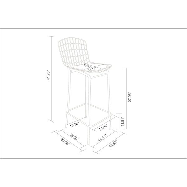 Manhattan Comfort Madeline Barstool, Rose Pink Gold and Black, PK2 - 2-198AMC5