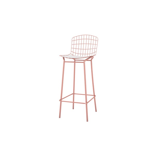 Manhattan Comfort Madeline Barstool, Rose Pink Gold and White, PK3 - 3-198AMC6