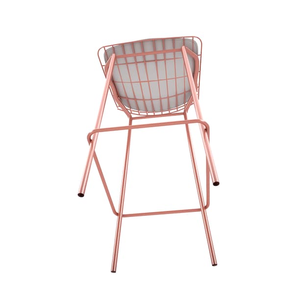 Manhattan Comfort Madeline Barstool, Rose Pink Gold and White, PK3 - 3-198AMC6