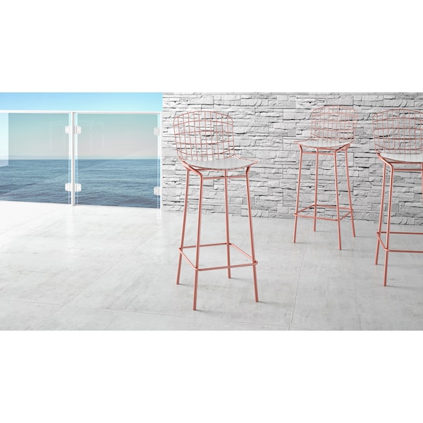 Manhattan Comfort Madeline Barstool, Rose Pink Gold and White, PK3 - 3-198AMC6