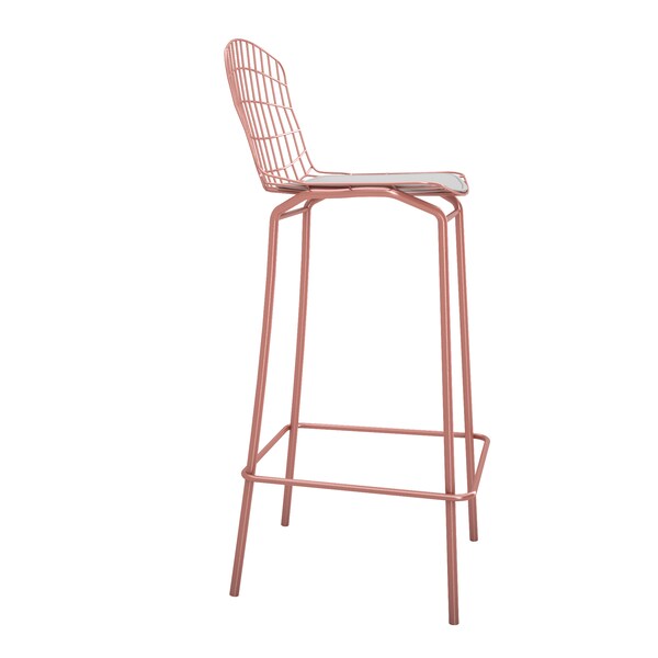 Manhattan Comfort Madeline Barstool, Rose Pink Gold and White, PK2 - 2-198AMC6