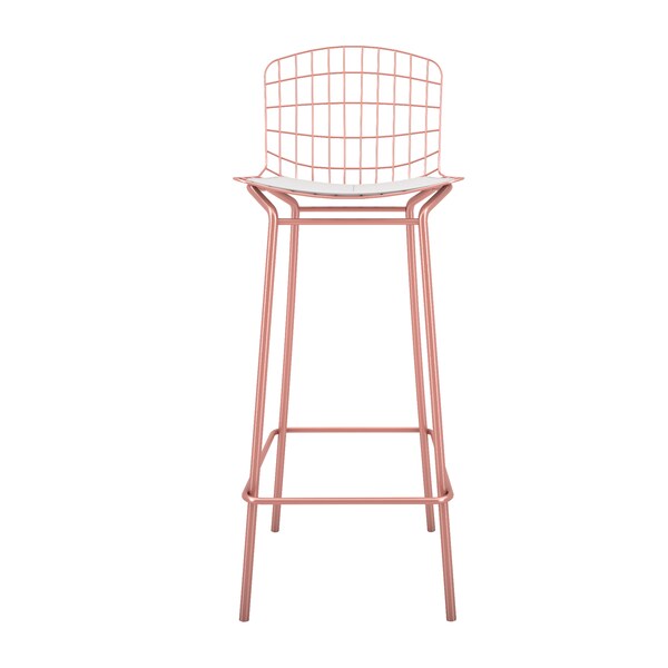 Manhattan Comfort Madeline Barstool, Rose Pink Gold and White, PK2 - 2-198AMC6