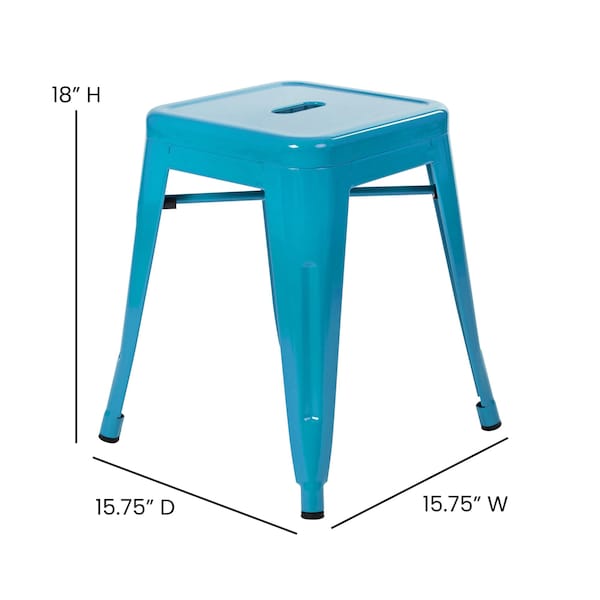 Flash Furniture 4 Pack 18 Inch Teal Metal Stool - ET-BT3503-18-TL-GG
