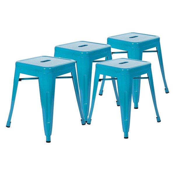 Flash Furniture 4 Pack 18 Inch Teal Metal Stool - ET-BT3503-18-TL-GG
