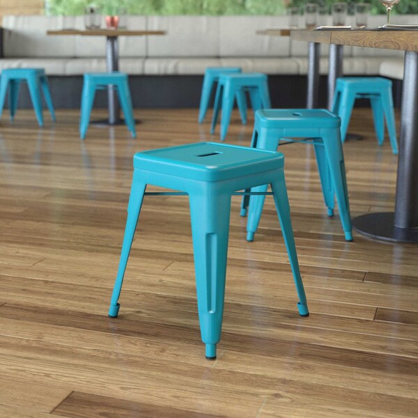 Flash Furniture 4 Pack 18 Inch Teal Metal Stool - ET-BT3503-18-TL-GG