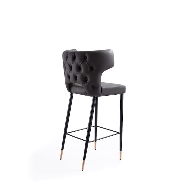 Manhattan Comfort Holguin Barstool in Grey, Black and Gold (Set of 2) - 2-BS011-GY