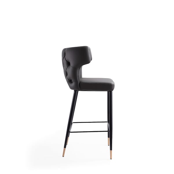 Manhattan Comfort Holguin Barstool in Grey, Black and Gold (Set of 2) - 2-BS011-GY