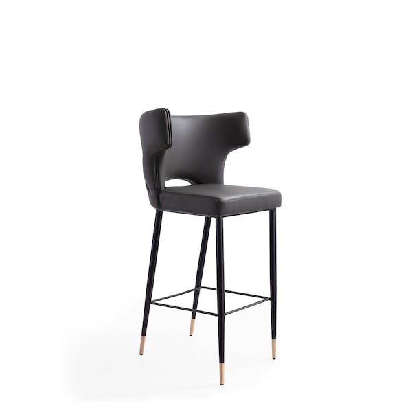 Manhattan Comfort Holguin Barstool in Grey, Black and Gold (Set of 2) - 2-BS011-GY
