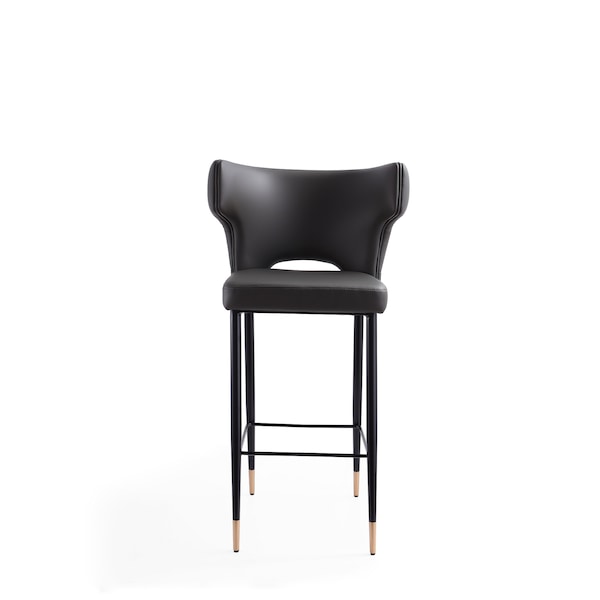 Manhattan Comfort Holguin Barstool in Grey, Black and Gold (Set of 2) - 2-BS011-GY
