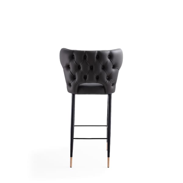 Manhattan Comfort Holguin Barstool in Grey, Black and Gold (Set of 2) - 2-BS011-GY