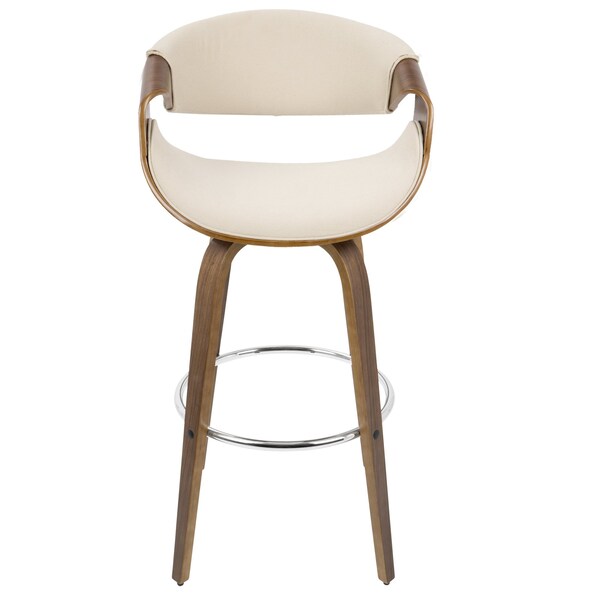 Lumisource Curvini Barstool in Walnut Wood and Cream Fabric, PK 2 - B30-CRVNIR WLCR2