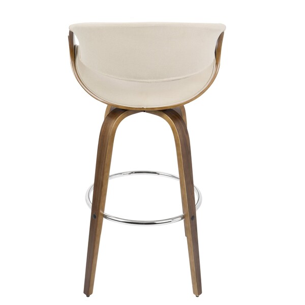 Lumisource Curvini Barstool in Walnut Wood and Cream Fabric, PK 2 - B30-CRVNIR WLCR2