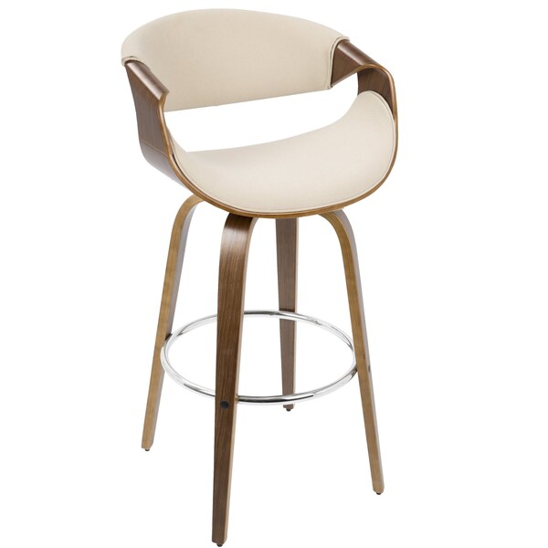 Lumisource Curvini Barstool in Walnut Wood and Cream Fabric, PK 2 - B30-CRVNIR WLCR2