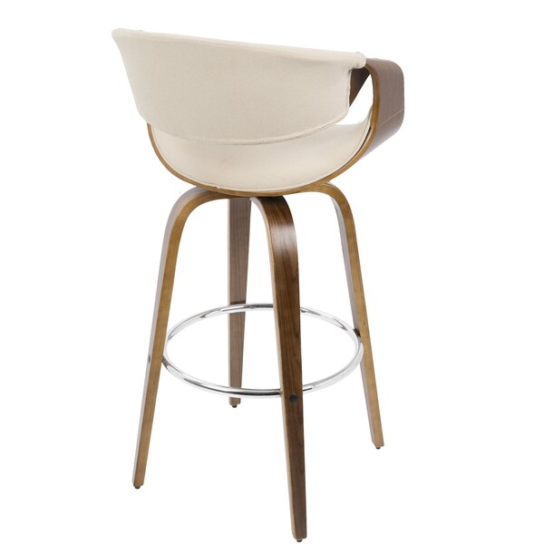 Lumisource Curvini Barstool in Walnut Wood and Cream Fabric, PK 2 - B30-CRVNIR WLCR2