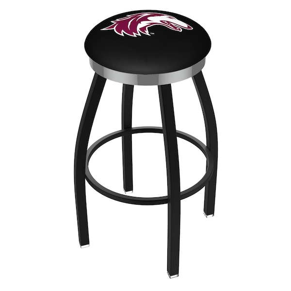 Holland Bar Stool Co 30" Blk Wrinkle Southern Illinois Swivel Bar Stool, Chrome Ring - L8B2C30SOUILL