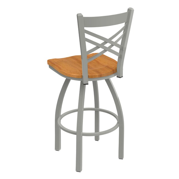 Holland Bar Stool Co 30" Swivel Bar Stool, Nickel Finish, Med Maple Seat - 82030ANMEDMPL