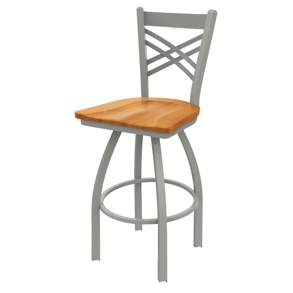 Holland Bar Stool Co 30" Swivel Bar Stool, Nickel Finish, Med Maple Seat - 82030ANMEDMPL