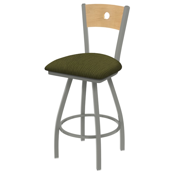 Holland Bar Stool Co 30" Swivel Counter Stool, SS Finish, Nat Back, Graph Parrot Seat - 83036ANNATMPLB015