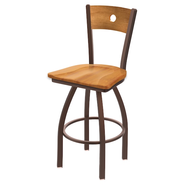 Holland Bar Stool Co 30" Swivel Counter Stool, Black Wrinkle, Med Back, Med Maple Seat - 83030BZMEDMPLBMEDMPL