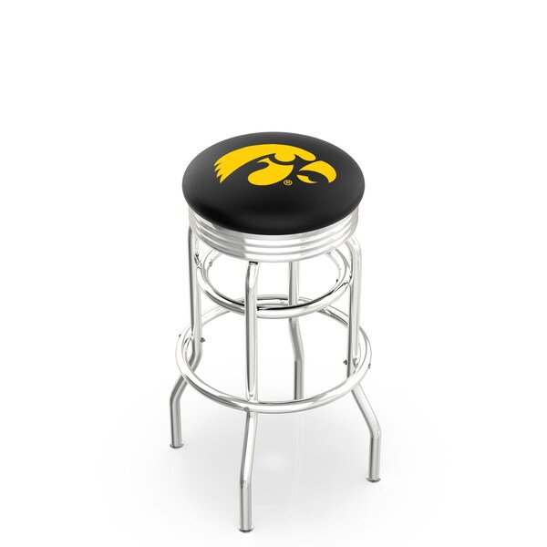Holland Bar Stool Co 30" Chrome 2-Ring Iowa Swivel Bar Stool, Accent Ring - L7C3C30IOWAUN