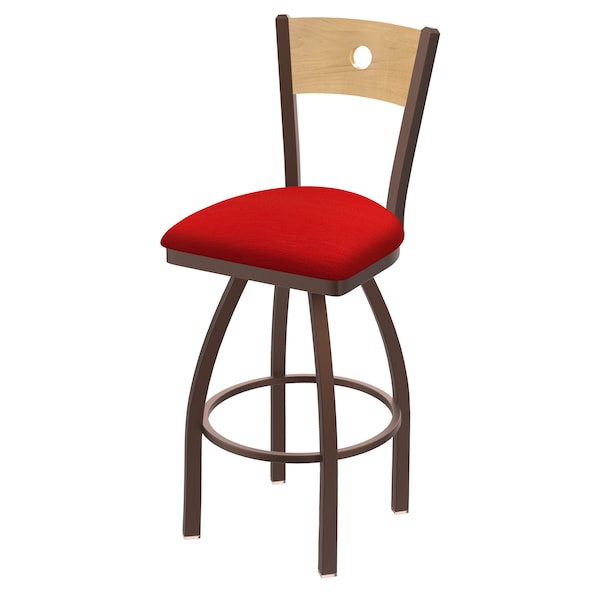 Holland Bar Stool Co 30" Swivel Counter Stool, Black Wrinkle, Nat Back, Canter Red Seat - 83030BZNATMPLB011