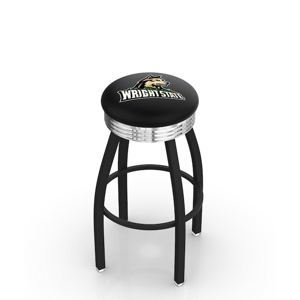 Holland Bar Stool Co 30" Blk Wrinkle Wright State Swivel Bar Stool, Chrome Ring - L8B3C30WRTSTU