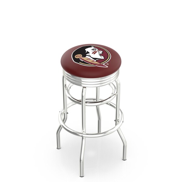 Holland Bar Stool Co 25" Chrome 2-Ring Florida State Head Swivel Bar Stool, Accent Ring - L7C3C25FSU-HD