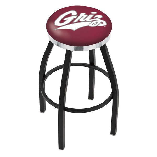 Holland Bar Stool Co 30" Blk Wrinkle Montana Swivel Bar Stool, Chrome Ring - L8B2C30MONTUN