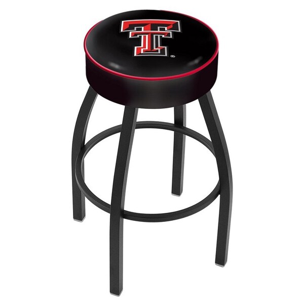 Holland Bar Stool Co 25" 4" Texas Tech Cushion Seat, Blk Wrinkle Base Swivel Bar Stool - L8B125TXTECH