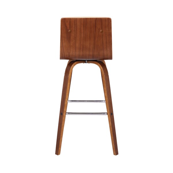 Armen Living Vienna 30" Swivel Bar Stool in Walnut Wood Finish with Cream Faux Leather - LCVIBACRWA30
