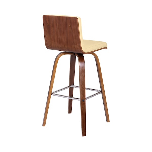 Armen Living Vienna 30" Swivel Bar Stool in Walnut Wood Finish with Cream Faux Leather - LCVIBACRWA30