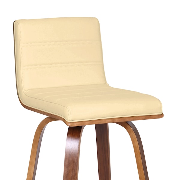 Armen Living Vienna 30" Swivel Bar Stool in Walnut Wood Finish with Cream Faux Leather - LCVIBACRWA30