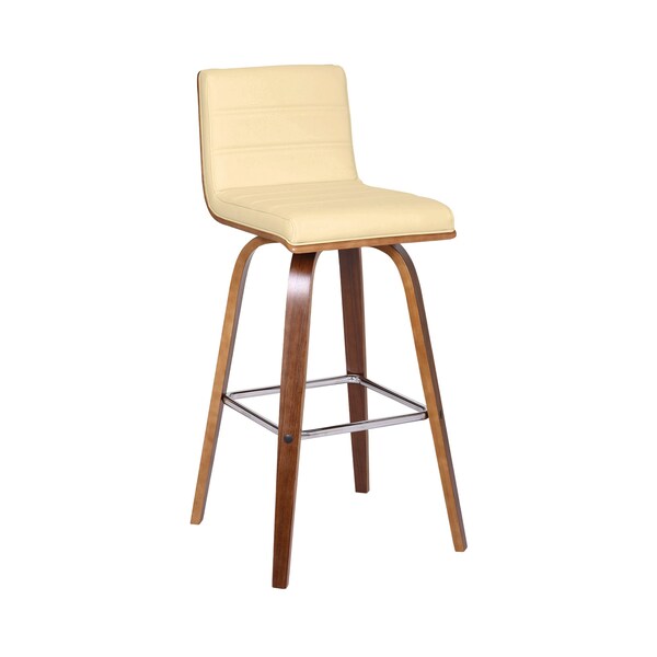 Armen Living Vienna 30" Swivel Bar Stool in Walnut Wood Finish with Cream Faux Leather - LCVIBACRWA30