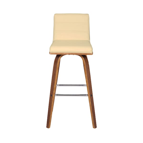 Armen Living Vienna 30" Swivel Bar Stool in Walnut Wood Finish with Cream Faux Leather - LCVIBACRWA30