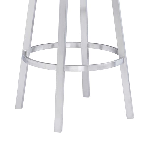 Armen Living Madrid 30" Bar Height Swivel Gray Faux Leather and Brushed Stainless Steel Bar Stool - LCMABABSGR30