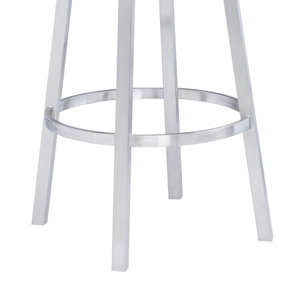 Armen Living Madrid 30" Bar Height Swivel Black Faux Leather and Brushed Stainless Steel Bar Stool - LCMABABSBL30