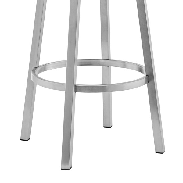Armen Living Cohen 26" Gray Faux Leather and Brushed Stainless Steel Swivel Bar Stool - 721535762163