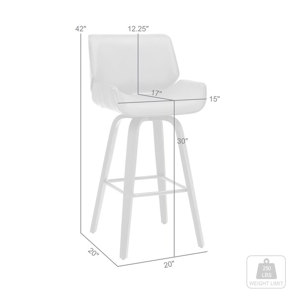 Armen Living Tyler 30" Bar Height Swivel Cream Faux Leather and Walnut Wood Bar Stool - LCTYBACRWA30