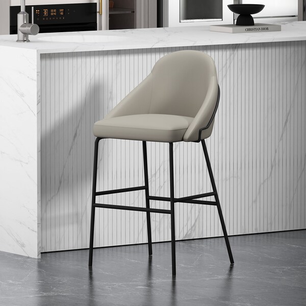 Manhattan Comfort Gracie Barstool in Stone and Black - BS022-BST