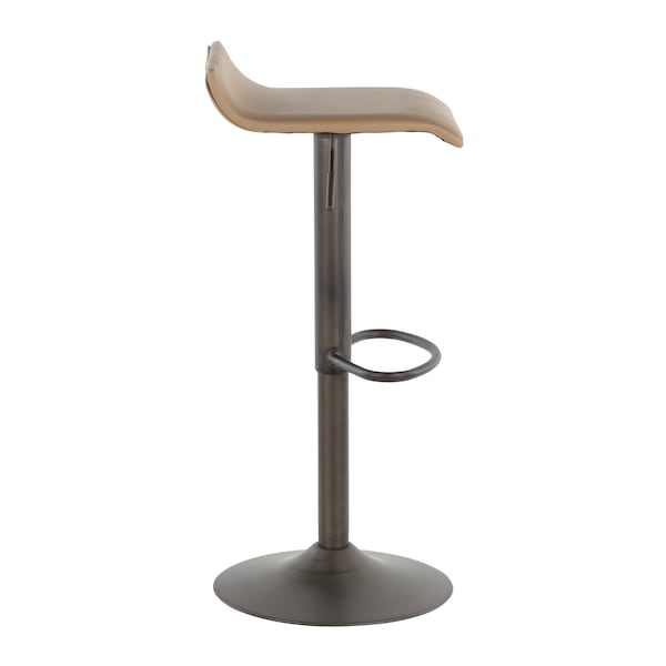 Lumisource Ale Barstool in Antique Metal and Camel Faux Leather, PK 2 - BS-ALE AN+CAM2