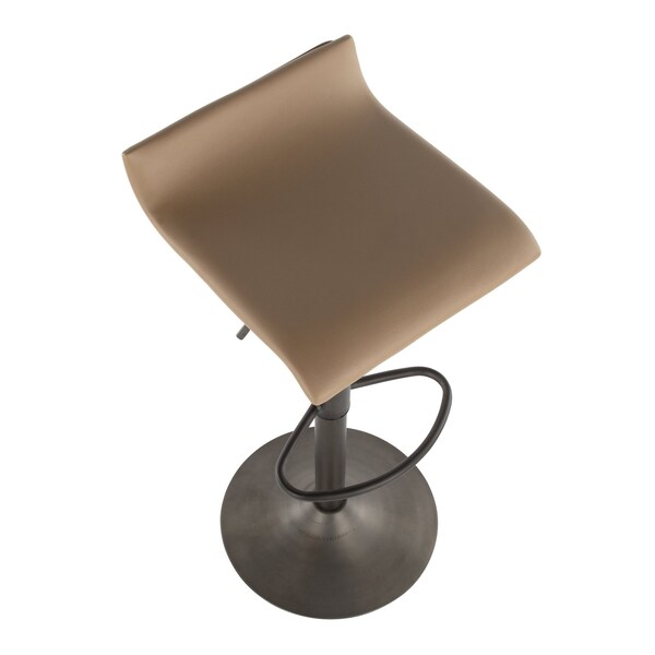 Lumisource Ale Barstool in Antique Metal and Camel Faux Leather, PK 2 - BS-ALE AN+CAM2