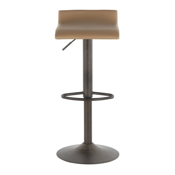 Lumisource Ale Barstool in Antique Metal and Camel Faux Leather, PK 2 - BS-ALE AN+CAM2