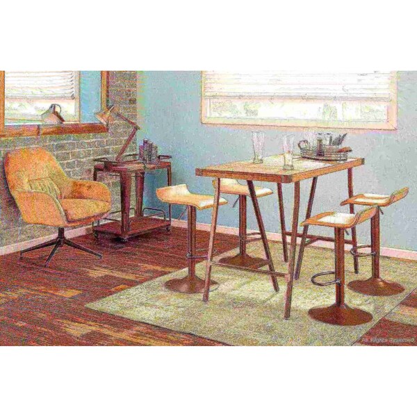 Lumisource Ale Barstool in Antique Metal and Camel Faux Leather, PK 2 - BS-ALE AN+CAM2