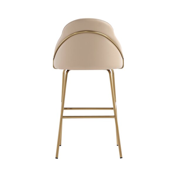 Manhattan Comfort Gracie Barstool in Tan and Gold - Set of 3 - 3-BS022-GTN