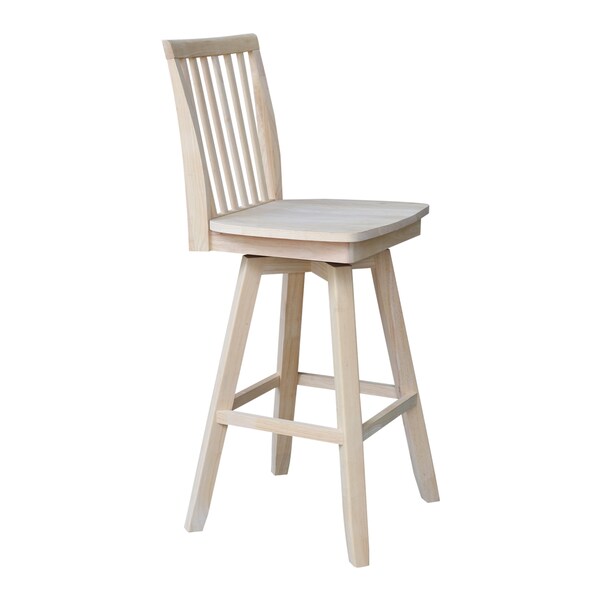 International Concepts Mission Bar Height Stool, with Swivel, 30" Seat Height, Unfinished - S-263SW